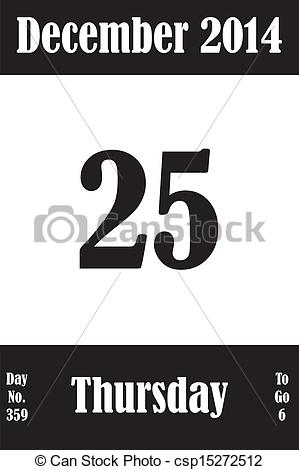 Vector   25 December 2014 Calendar Page   Stock Illustration Royalty