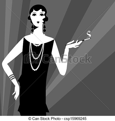 Vector   Retro Party Background With Beautiful Girl Of 1920s Style