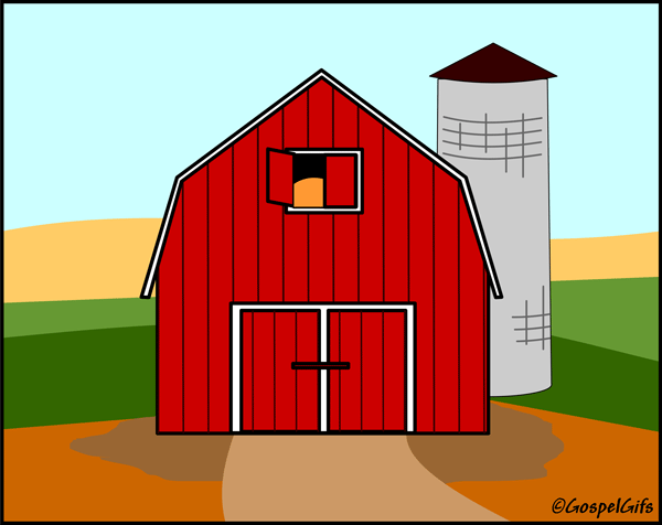 Christian Clip Art  Red Barn On A Farm