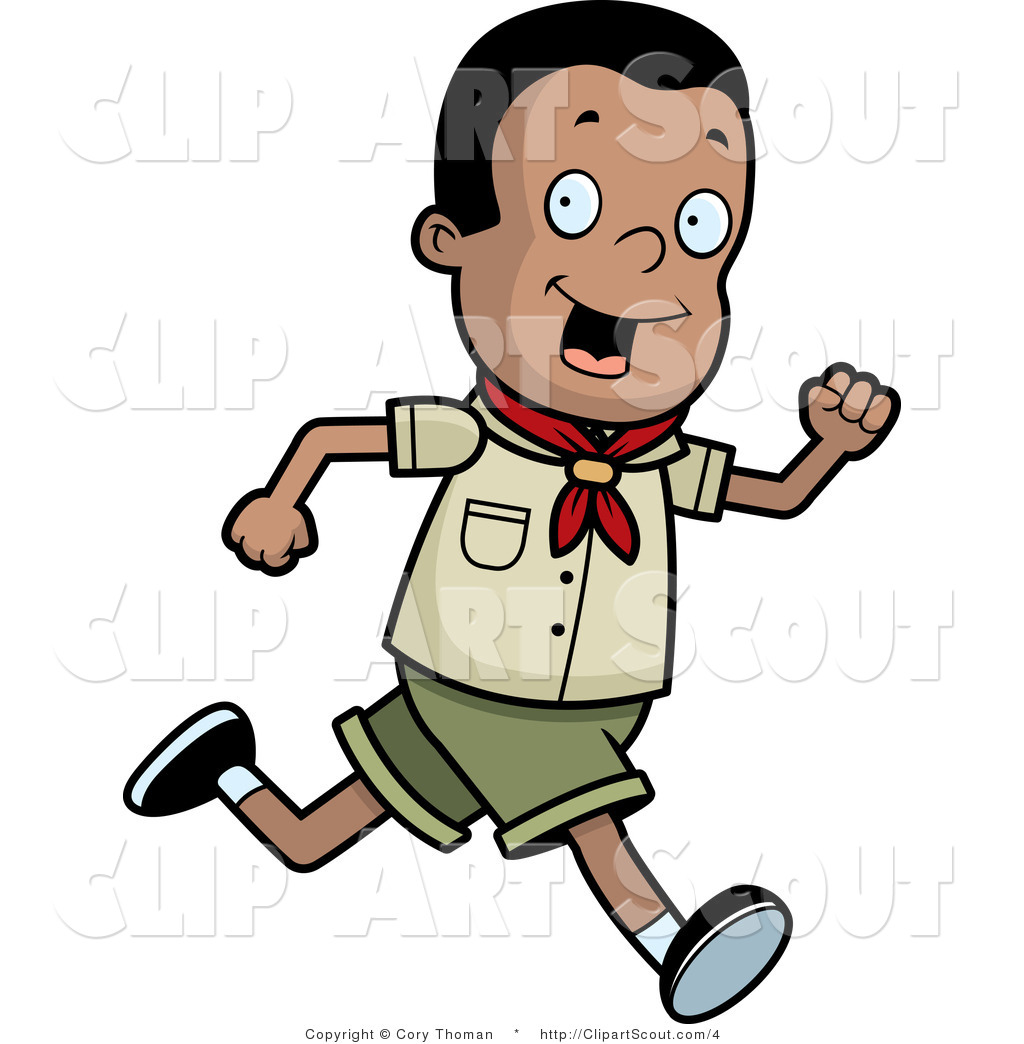 Clipart Of A Running Black Cub Scout Boy By Cory Thoman    4