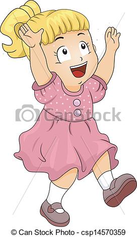 Clipart Vector Of Little Kid Girl Catching Glitters   Illustration Of