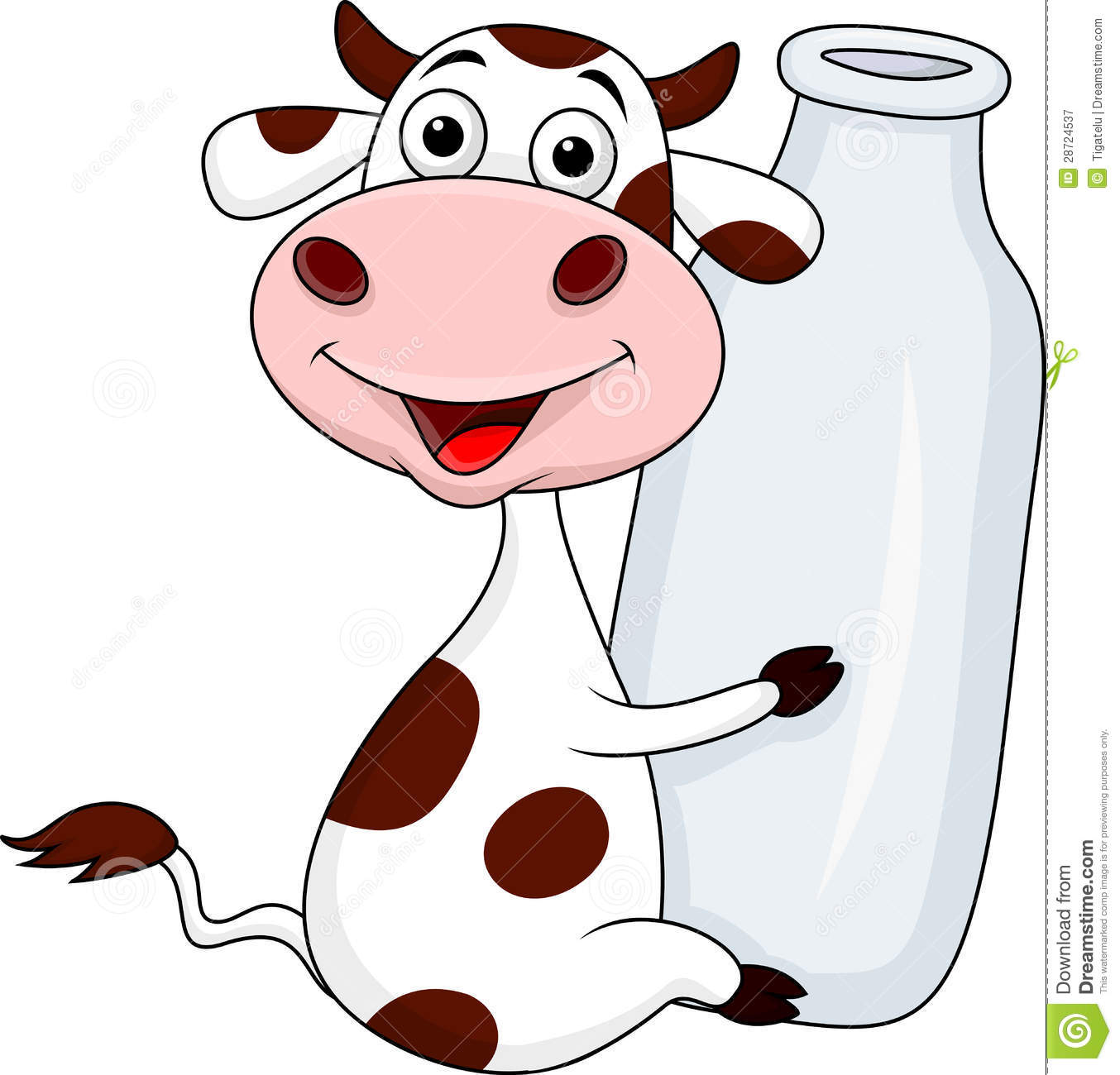 Cow With Milk Bottle Royalty Free Stock Photography   Image  28724537