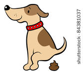 Happy Cartoon Dog Pooping Vector Illustration   Stock Vector
