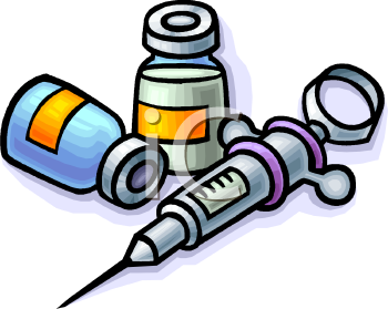 Insulin Bottles And A Syringe   Royalty Free Clipart Image
