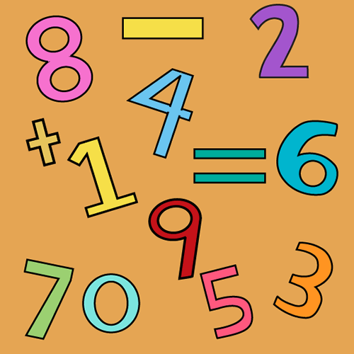 Math Background   Math Numbers And Symbols On An Orange Background