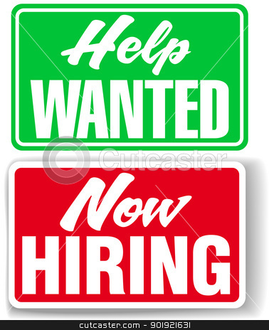 Now Hiring Help Wanted Business Signs Stock Vector Clipart Two Retail