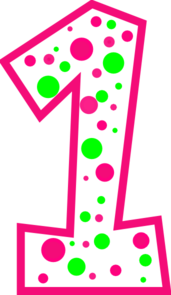 Number 1 Pink And Green Polkadot R  Clip Art At Clker Com   Vector    