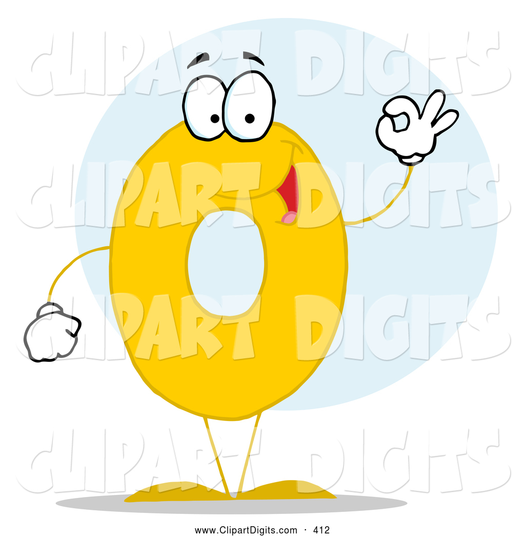 Vector Clip Art Of A Smiling Friendly Yellow Number 0 Zero Guy