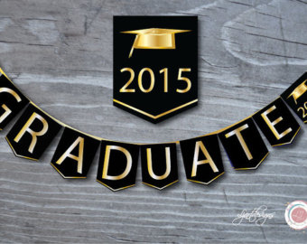Black And Gold Graduation Bunting Flags Graduate Bunting Banner 2015