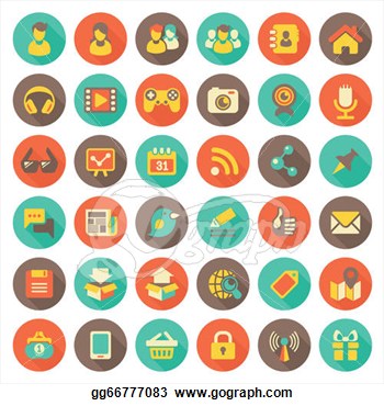 Clipart   Social Networking Flat Round Icons   Stock Illustration