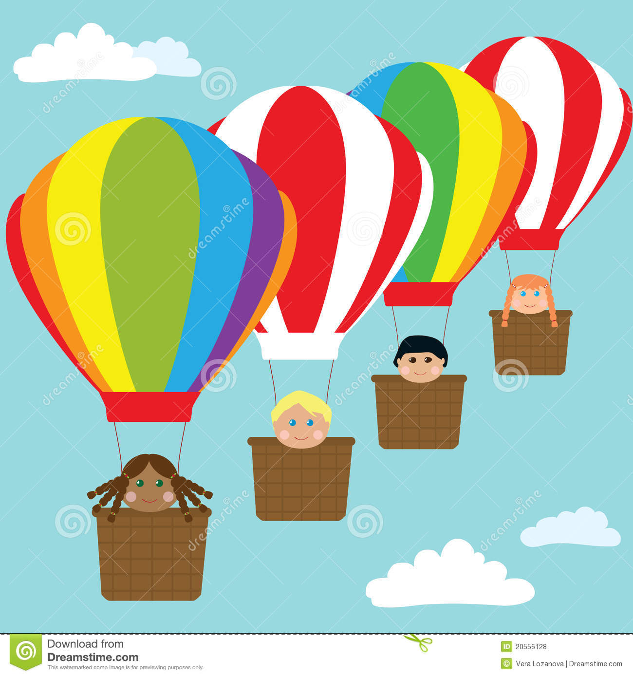 Cute Hot Air Balloon Clipart Happy Kids In Hot Air Balloons