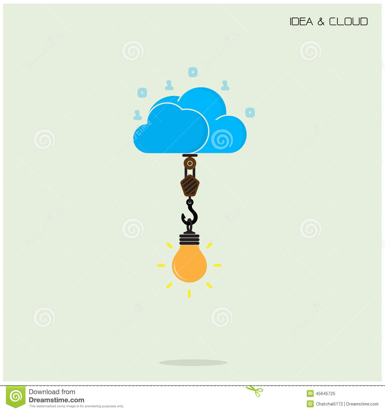 Flat Cloud Technology Computing And Creative Bulb Idea Concept  Stock
