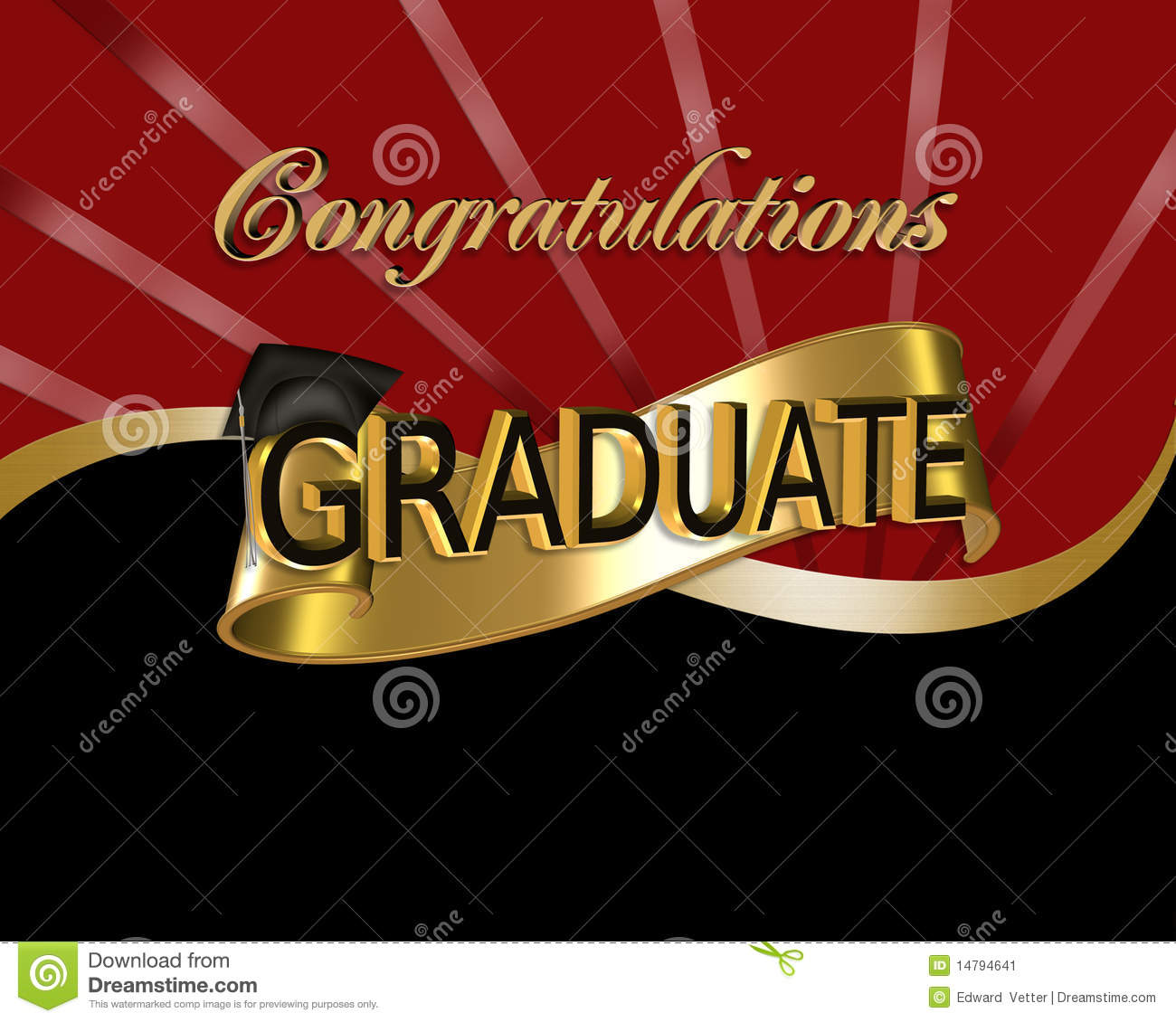     For Graduation Greeting Card Or Background With Cap And Scroll