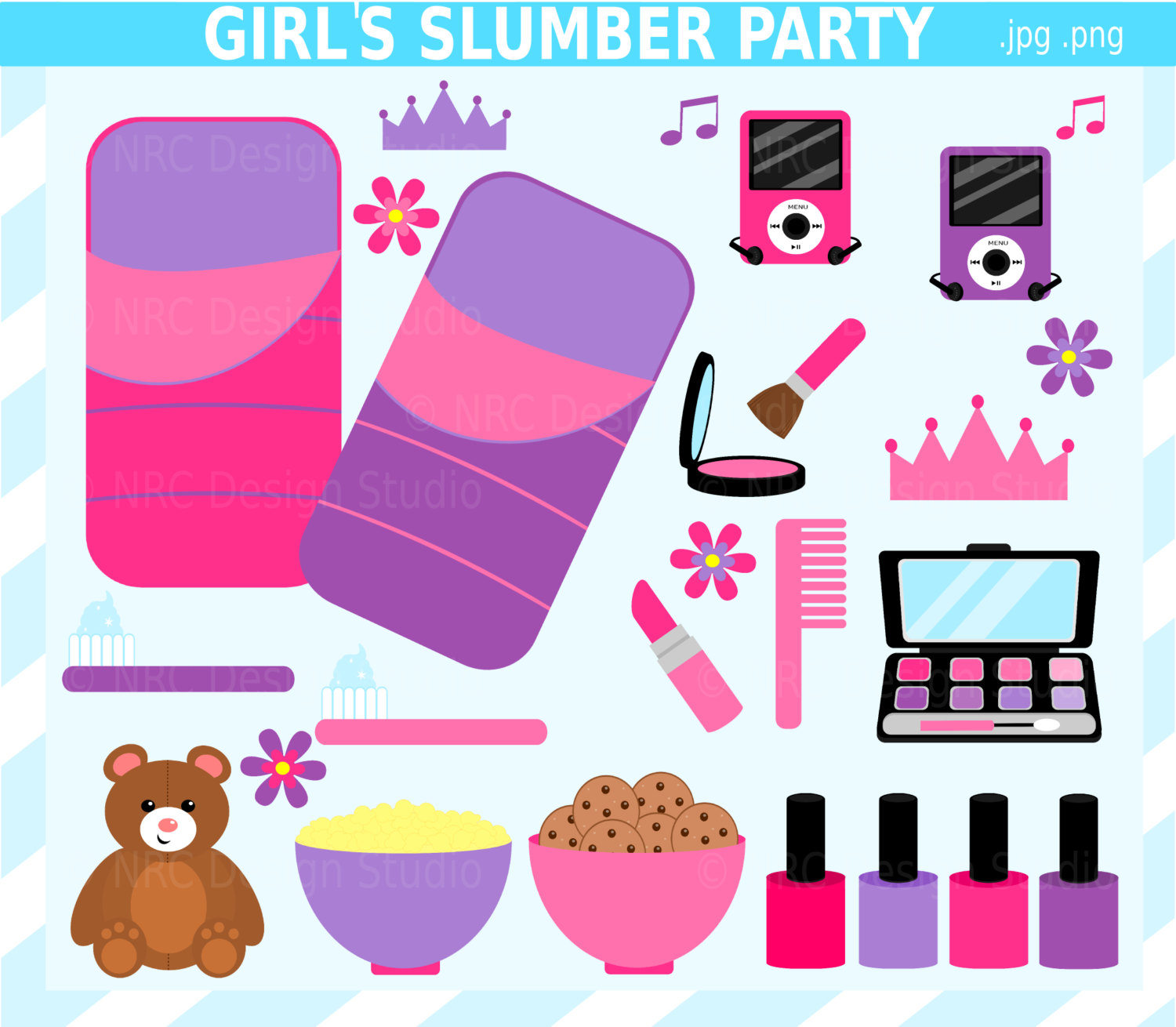 Girl Slumber Party Clip Art Sleepover Clip Art By Nrcdesignstudio