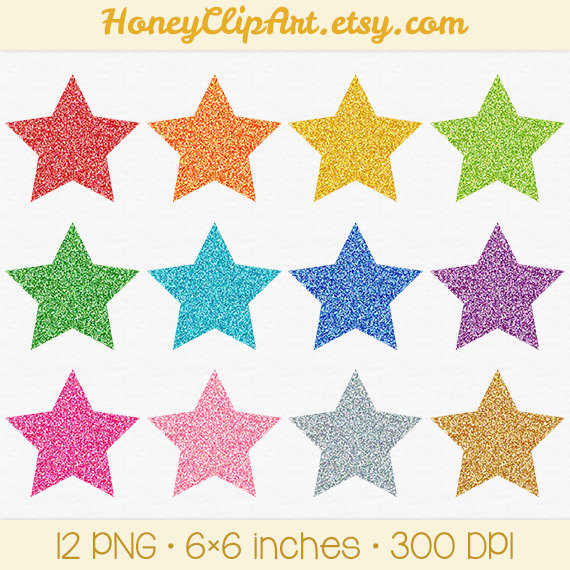 Glitter Star Clip Art Digital Star Shape Clipart Pink Star Graphic