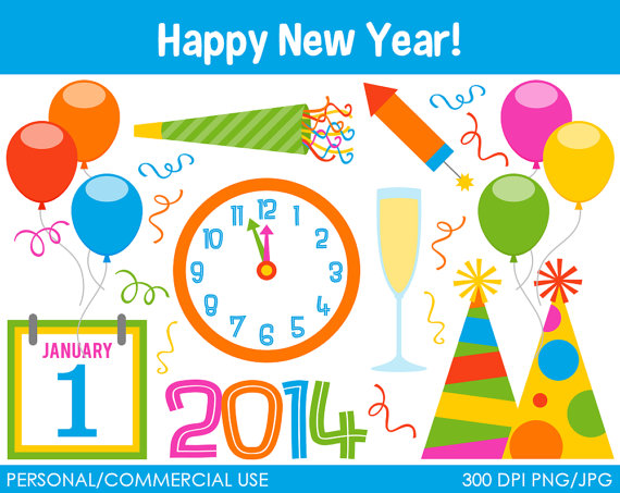 Happy New Year Celebration Clipart   Digital Clip Art Graphics For