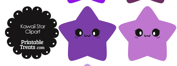 Kawaii Star Clipart In Shades Of Purple