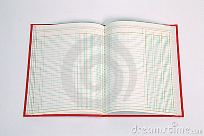 Ledger Book On White Background With Red Outline 