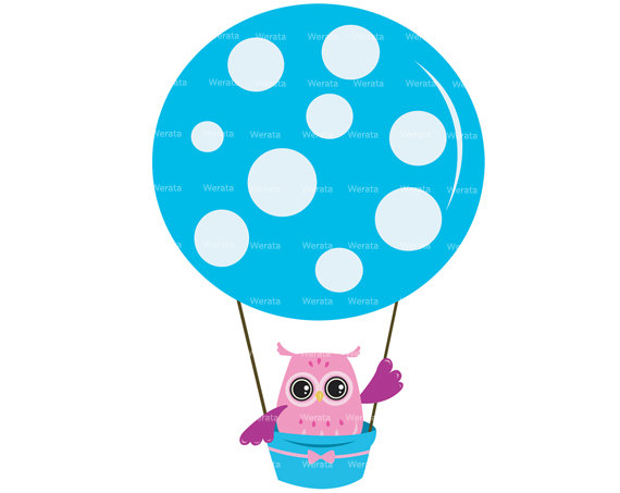 Owl Balloons Clipart Clip Art   Hot Air Balloon Invitation   Birthday