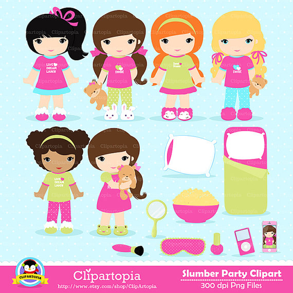 Party Digital Clipart Sleepover Clipart Pajamas Party Clip Art