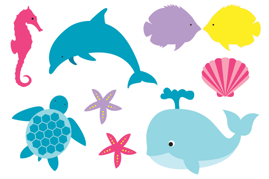 Pink Baby Whale Clipart  5 Mom And Baby Animals Set By