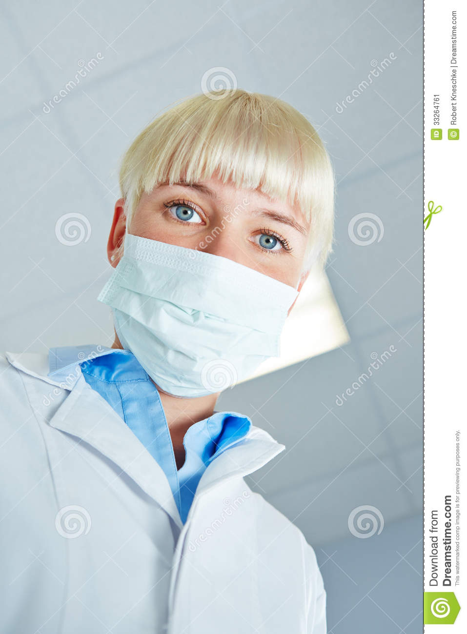 Portrait Of Female Dentist With Surgical Mask Stock Image   Image