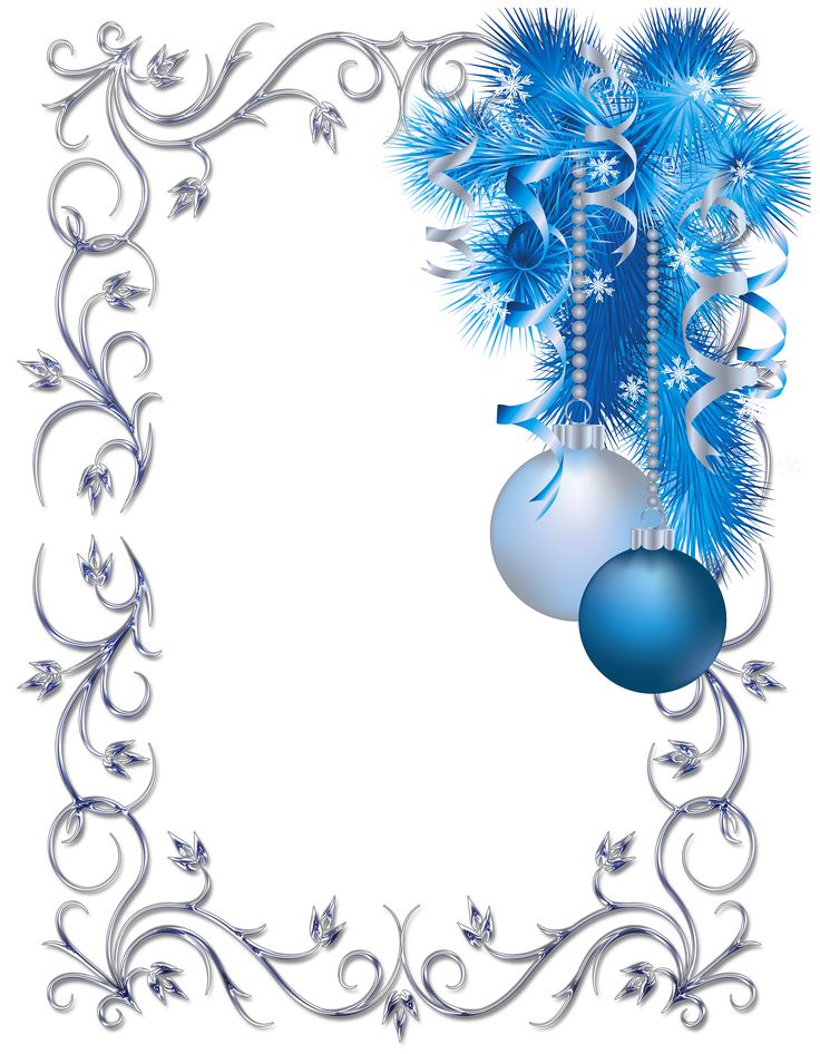 Silver And Blue Ornament Christmas Frame   Clip Art Holiday Scrapbook