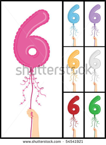 Stock Vector   Hand Holding A Number 6 Shaped Balloon For 6th Birthday
