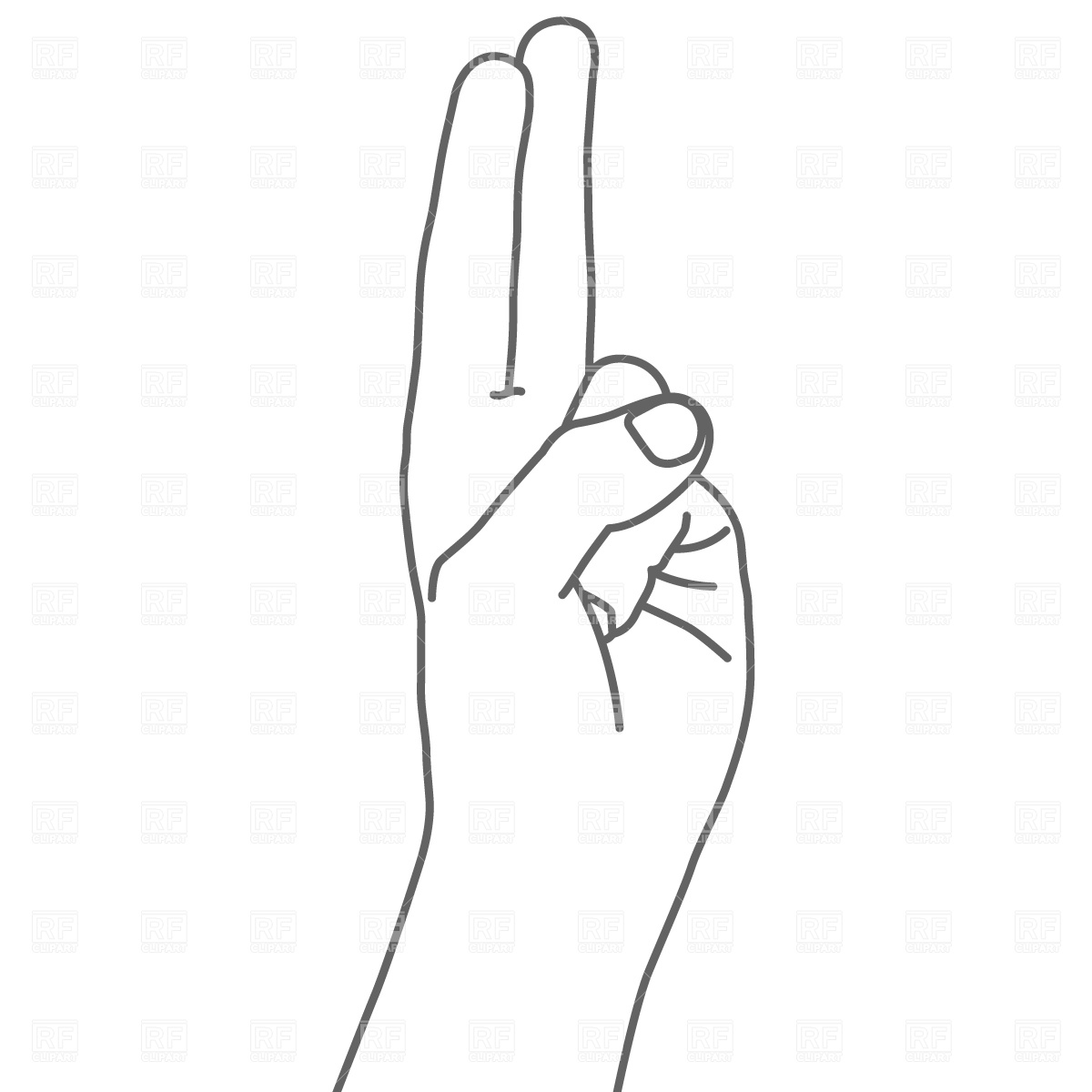 Two Fingers Sign 743 Silhouettes Outlines Download Royalty Free