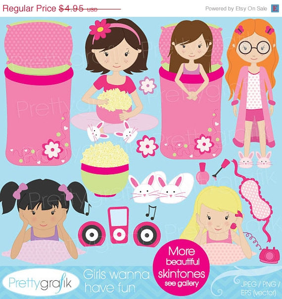 Use Vector Graphics Digital Clip Art Images Slumber Party   Cl523