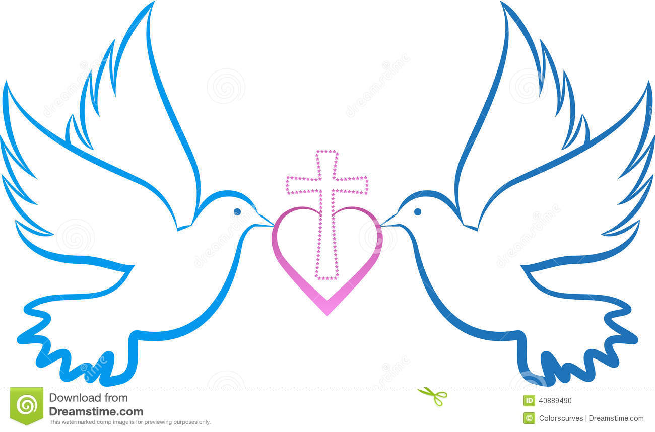 Vector Drawing Represents Dove Love Cross Design 