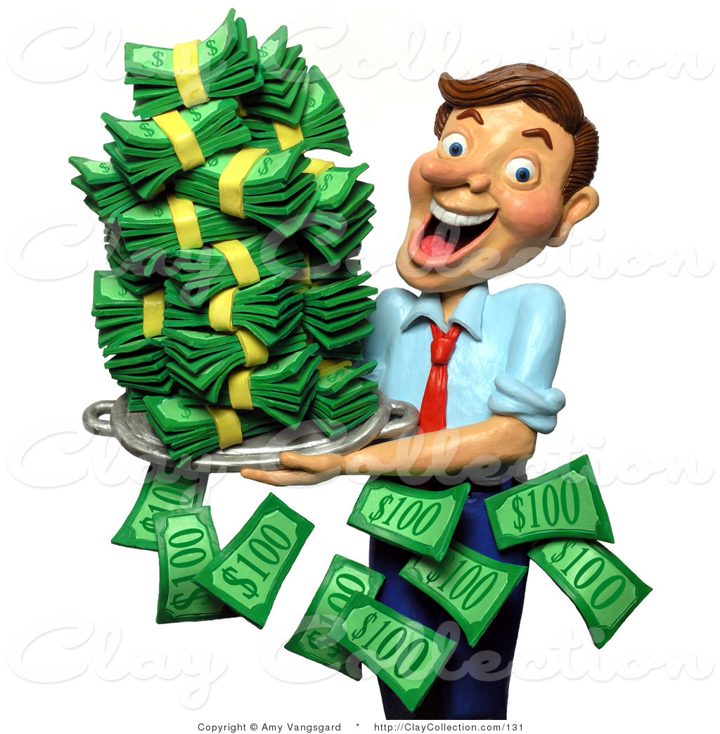 Businessman Holding A Tray Of Green Cash Money By Amy Vangsgard    131