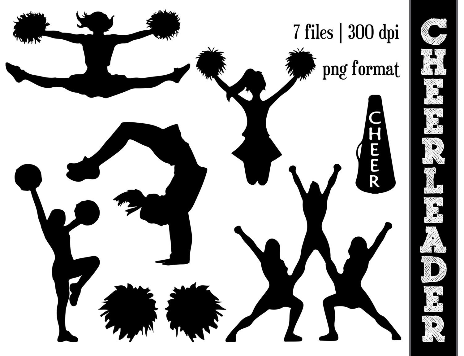Cheerleader Silhouettes    Cheer Silhouette By Sparkyourcreativity