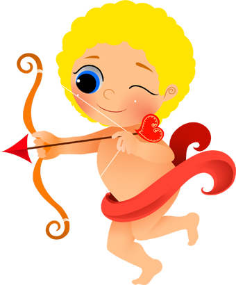 Clip Art Of A Curly Headed Cupid Complete With Bow And Arrow