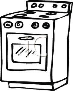 Clipart Image Of Black And White Oven And Stove