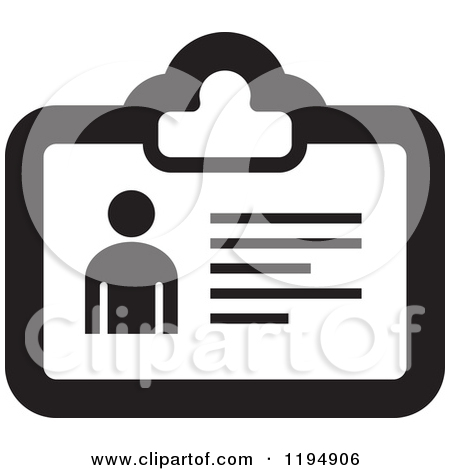 Clipart Of A Black And White Id Office Icon   Royalty Free Vector