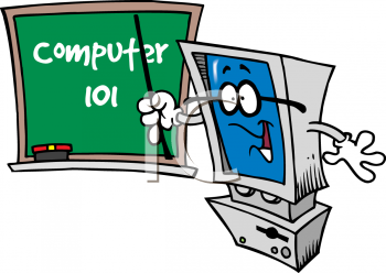 Clipart Of A Computer 101 Teacher Pointing Towards A Chalkboard