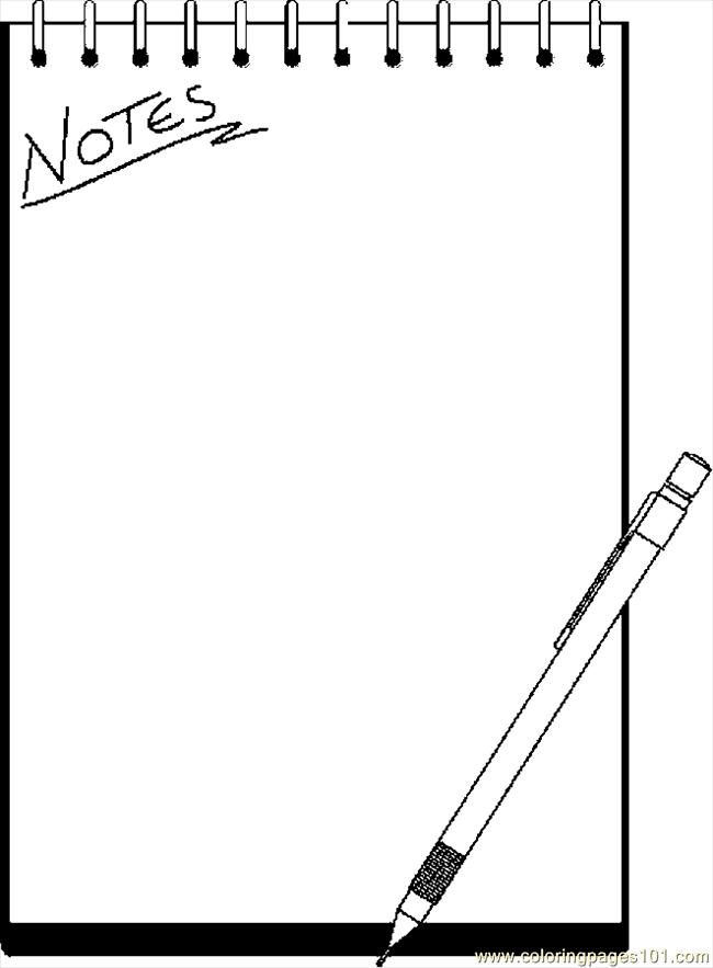 Coloring Pages Note Pad 1  School    Free Printable Coloring Page    