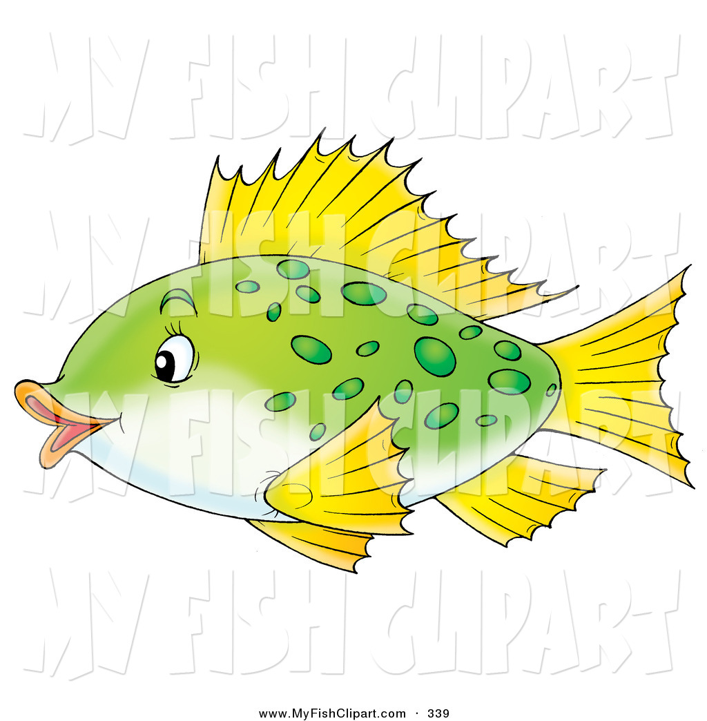 File Name   Clip Art Of A Cute Green Spotted Fish With Yellow Fins    