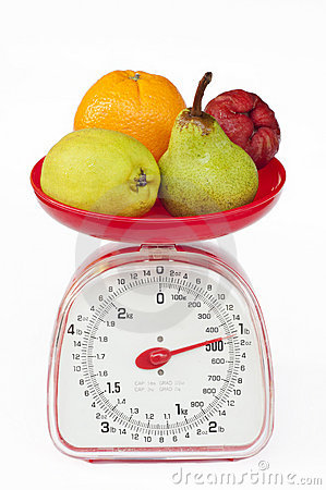 Kitchen Weight Scale With Diversity Fruit Stock Photography   Image