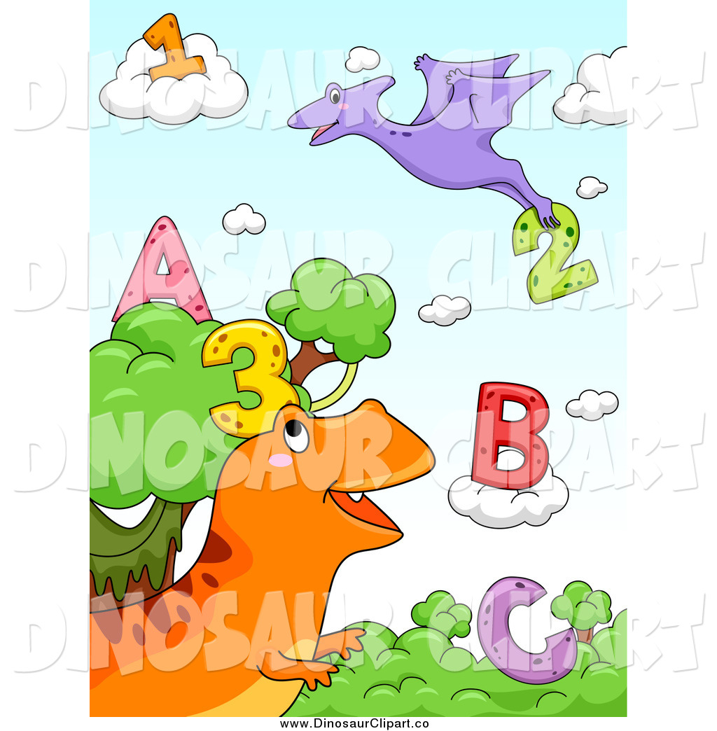 Larger Preview  Vector Clip Art Of A Dinosaurs With Letters And