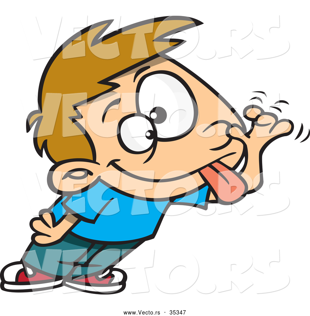Larger Preview  Vector Of A Teasing Cartoon Boy Sticking His Tongue