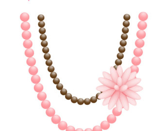 Printable Newborn Baby Bling Pearl Necklace With Flower Iron On