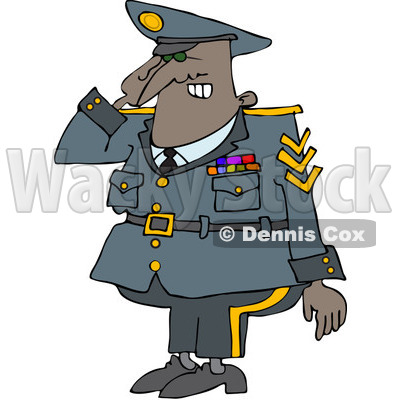 Royalty Free  Rf  Clipart Illustration Of A Black Army Man Saluting By