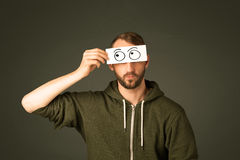 Silly Man Looking With Hand Drawn Eye Balls Royalty Free Stock Photo