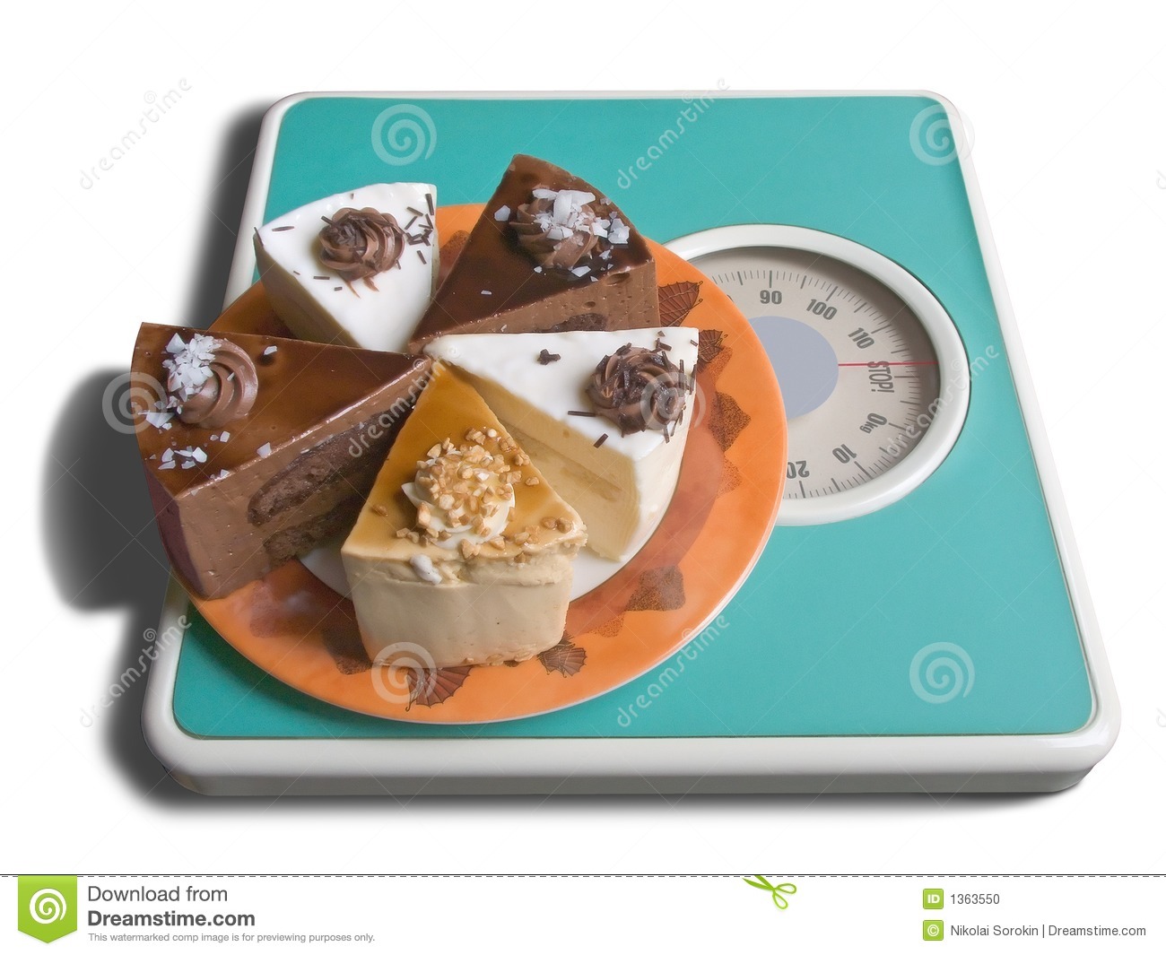 Stock Photo  Chocolate Cake On Weigh Scale
