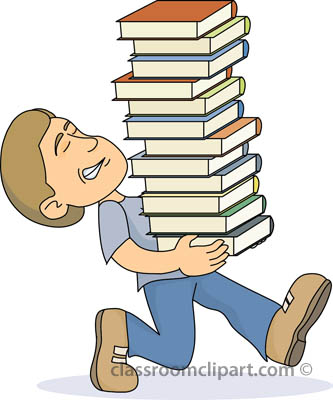Book Clipart   Student Holding Stack Books   Classroom Clipart