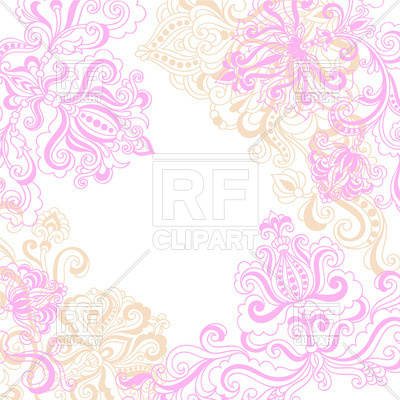 Bright Pink Background With Ornamental Flowers   Floral Border 28830