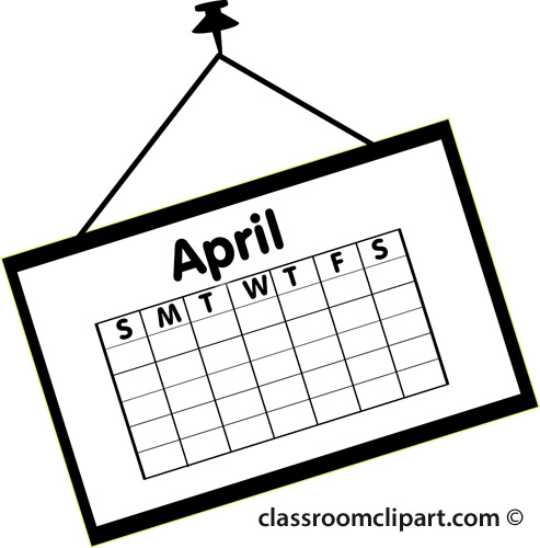 Calendar   Calendar April Outline 2   Classroom Clipart