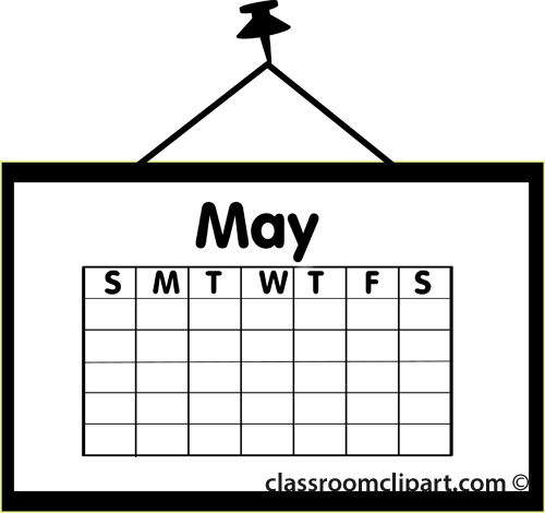 Calendar   Calendar May Outline   Classroom Clipart